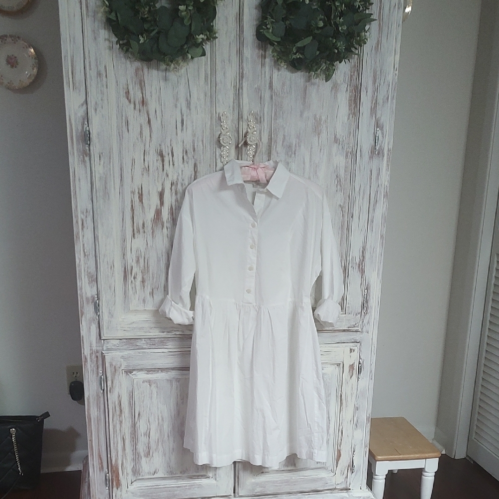 LOFT Cream Collared Dress